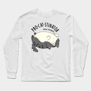 Pro-cat-stinator Funny Fat Cat Pun Long Sleeve T-Shirt